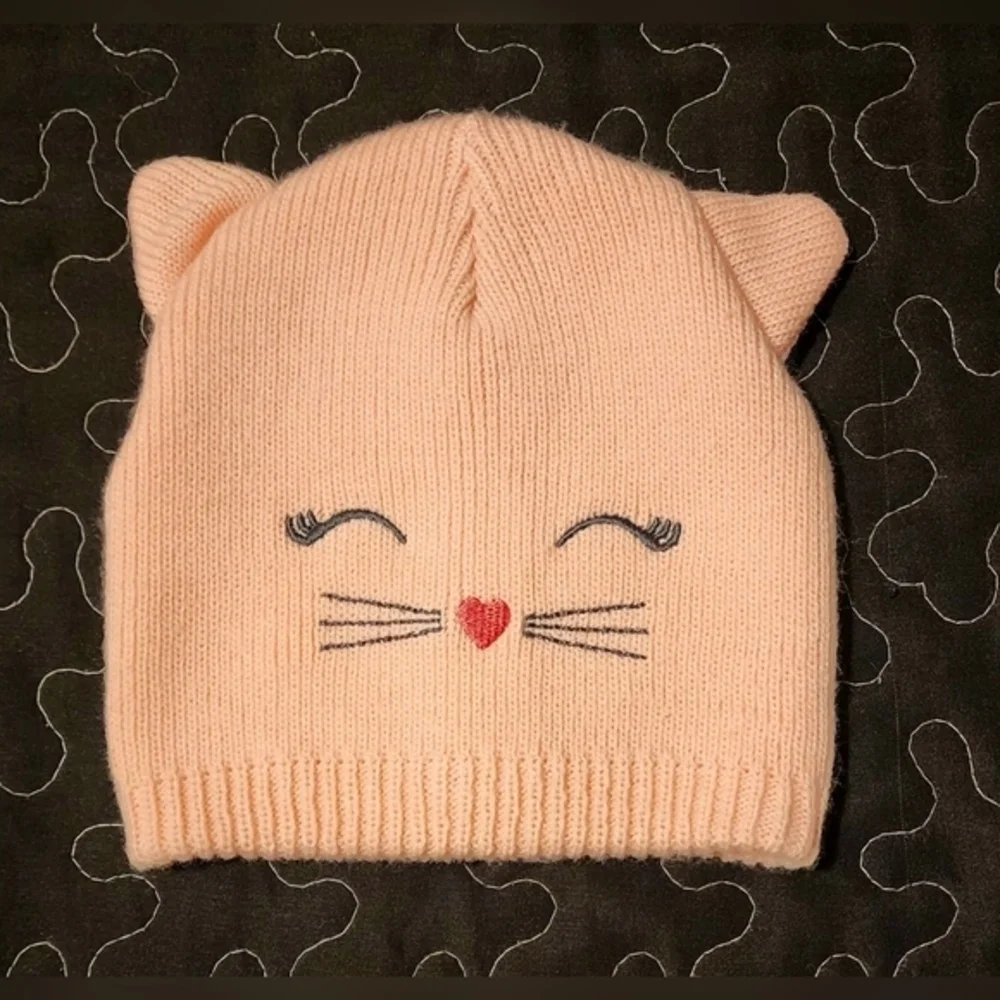 Girl's Kitten Cat Winter Beanie Hat. Pink Size 2T-3T‎